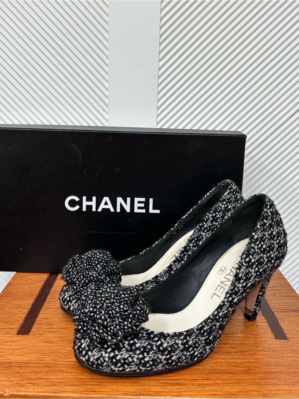 CHANEL Camellia Tweed Heels